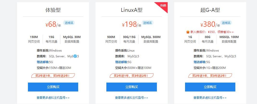 西部数码虚拟主机租用价格及配置详情