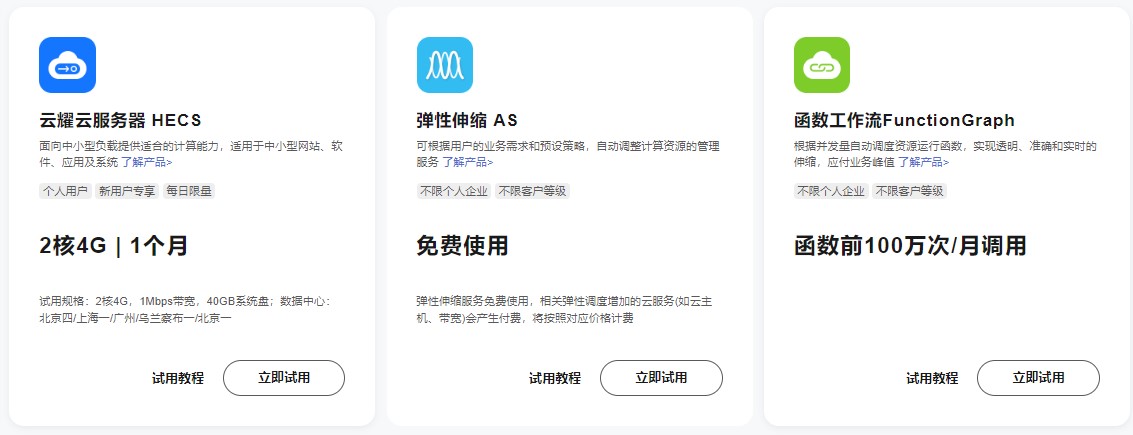 华为云服务器试用