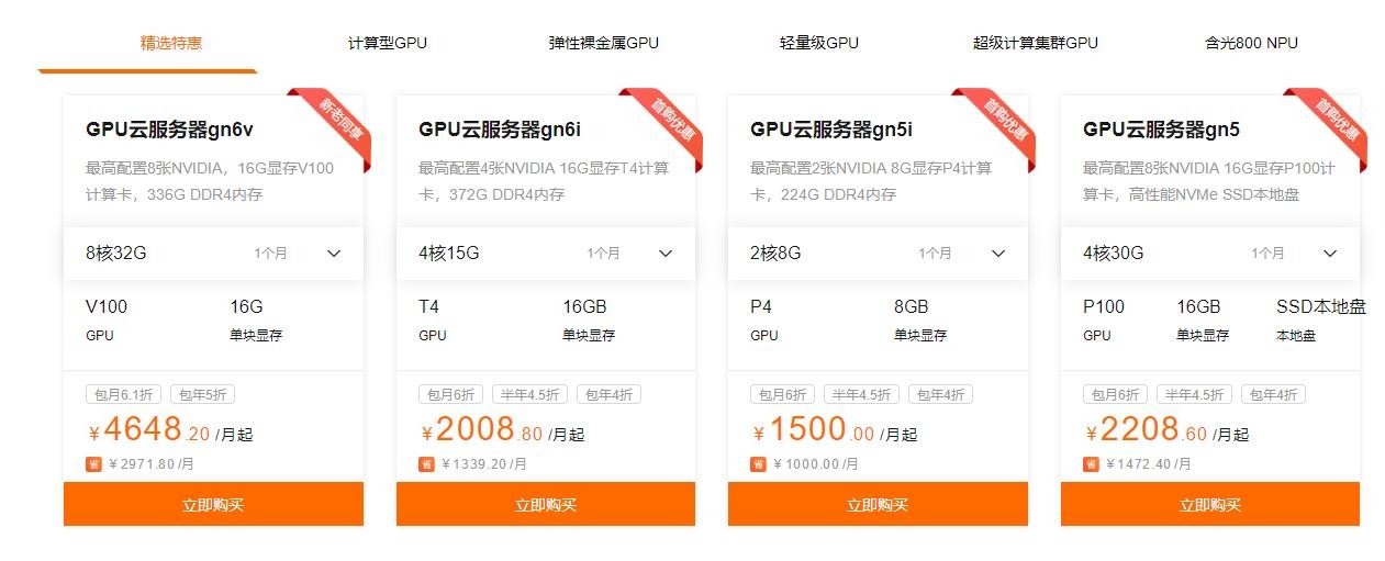 阿里云GPU云服务器价格及配置信息
