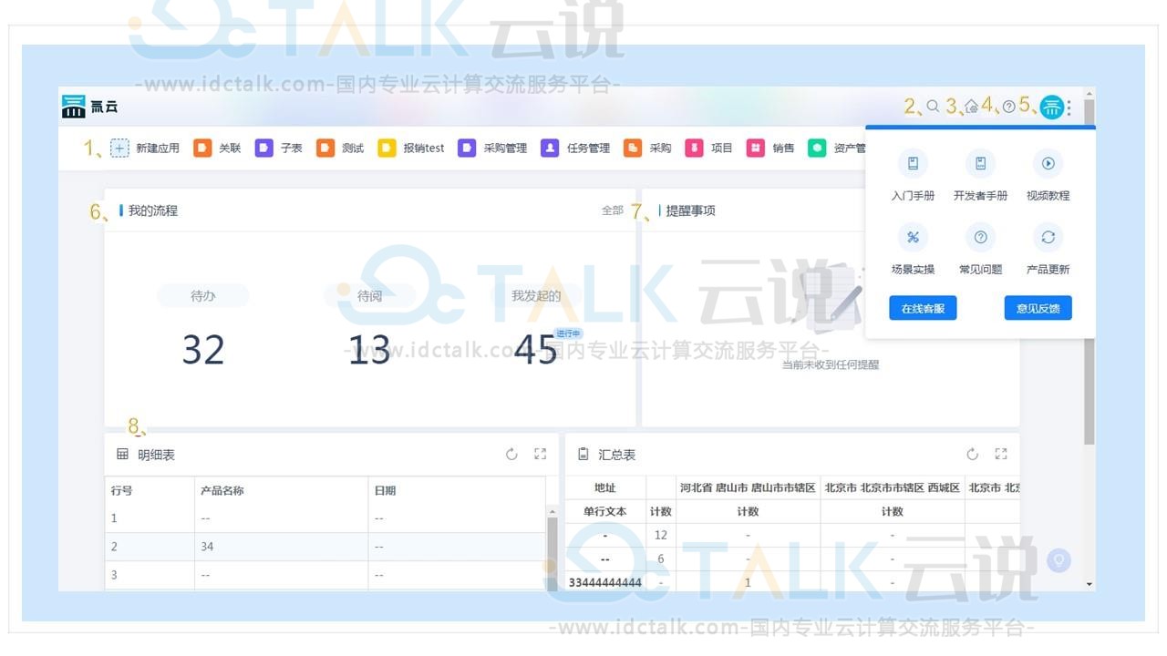 氚云前台功能介绍 氚云前台页面介绍