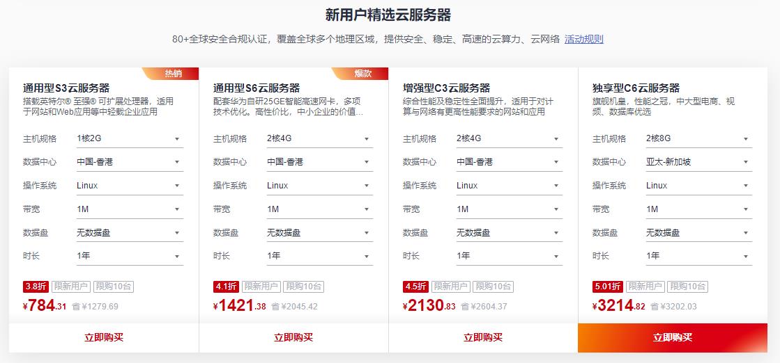 华为云全球云服务专场 香港云服务器低至108元/13个月