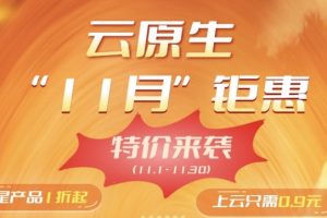 阿里云云原生11月大促 爆款云产品低至1折