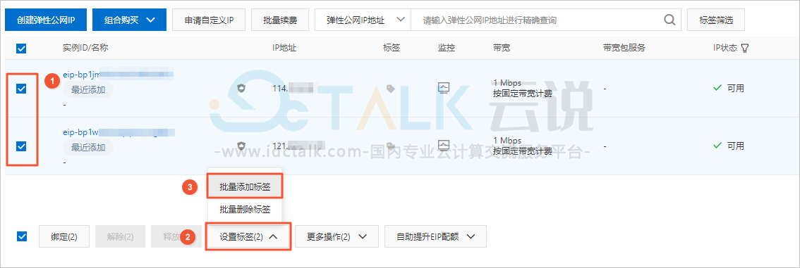 阿里云弹性公网IP如何进行标签管理？