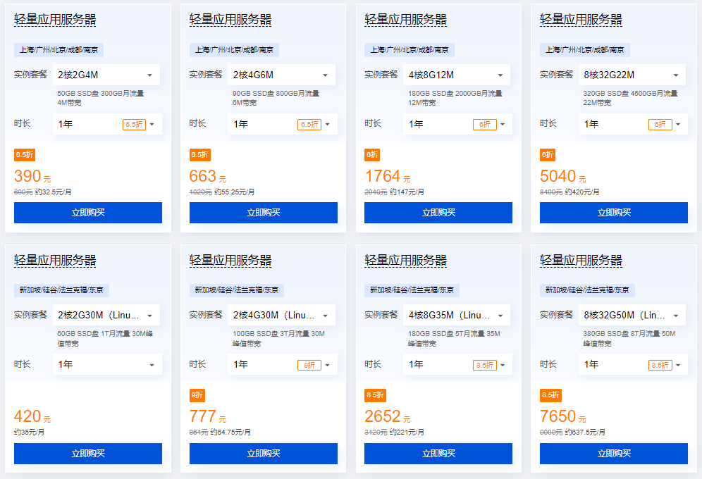 腾讯云轻量应用服务器优惠
