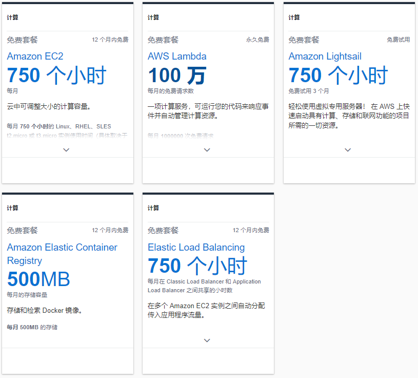 亚马逊云科技海外区域免费套餐