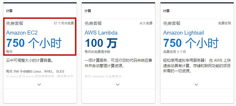 AWS永久免费套餐EC2