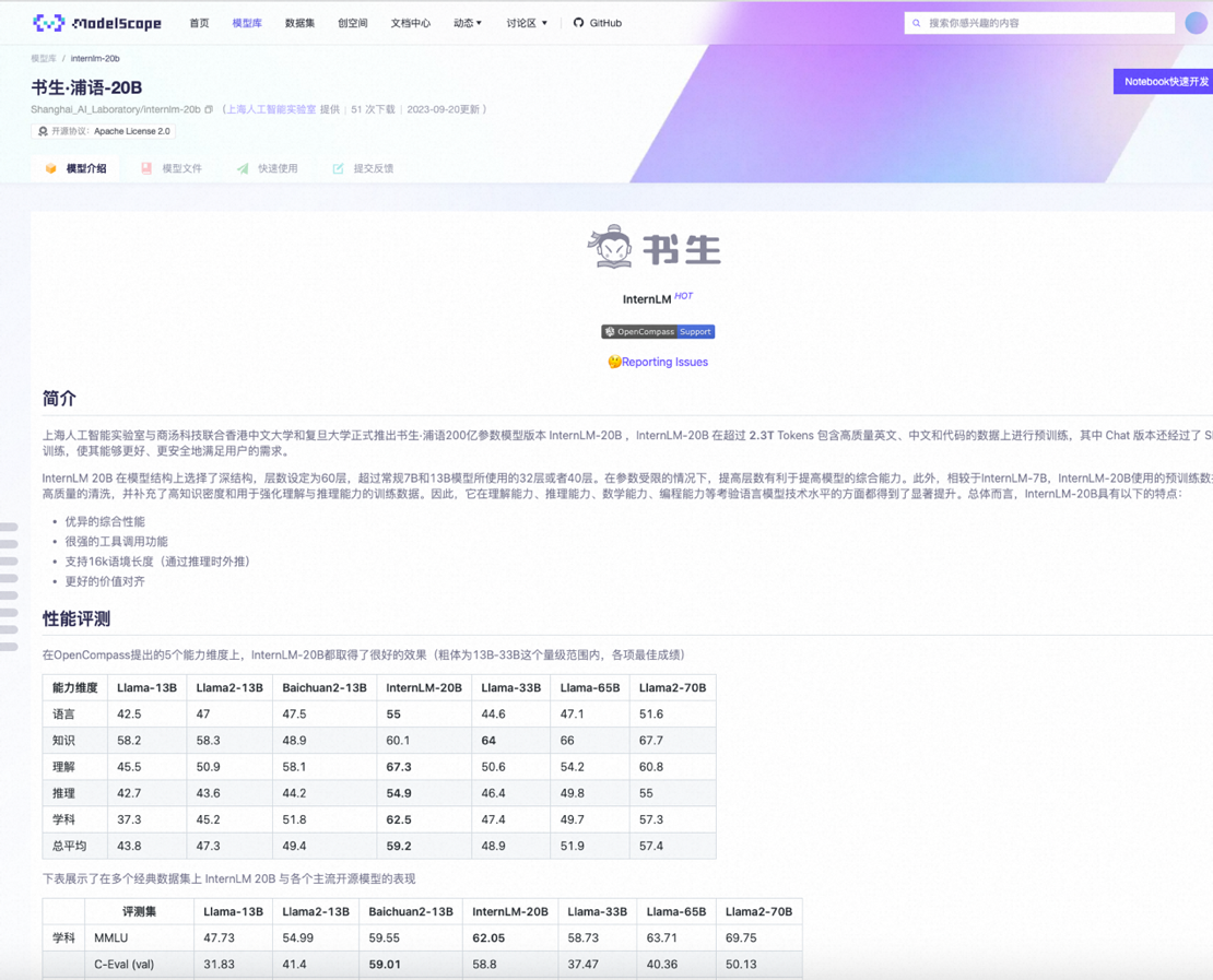 书生·浦语大模型在阿里云魔搭开源首发