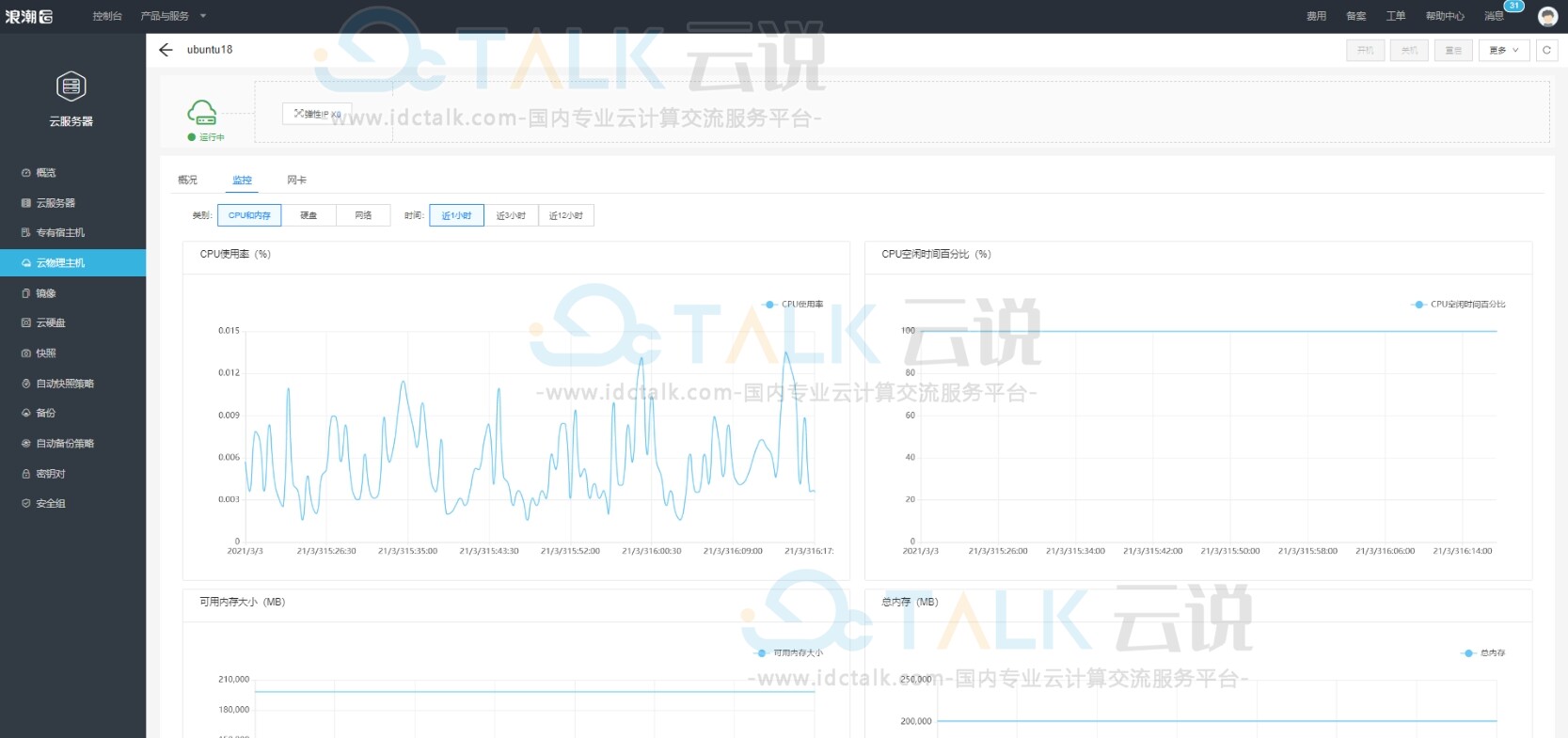 云物理主机的监控信息