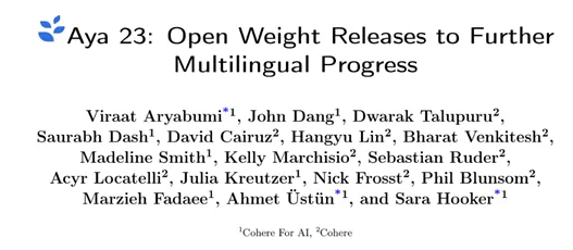 Cohere推出支持中文、开放权重的最新开源大模型Aya 23