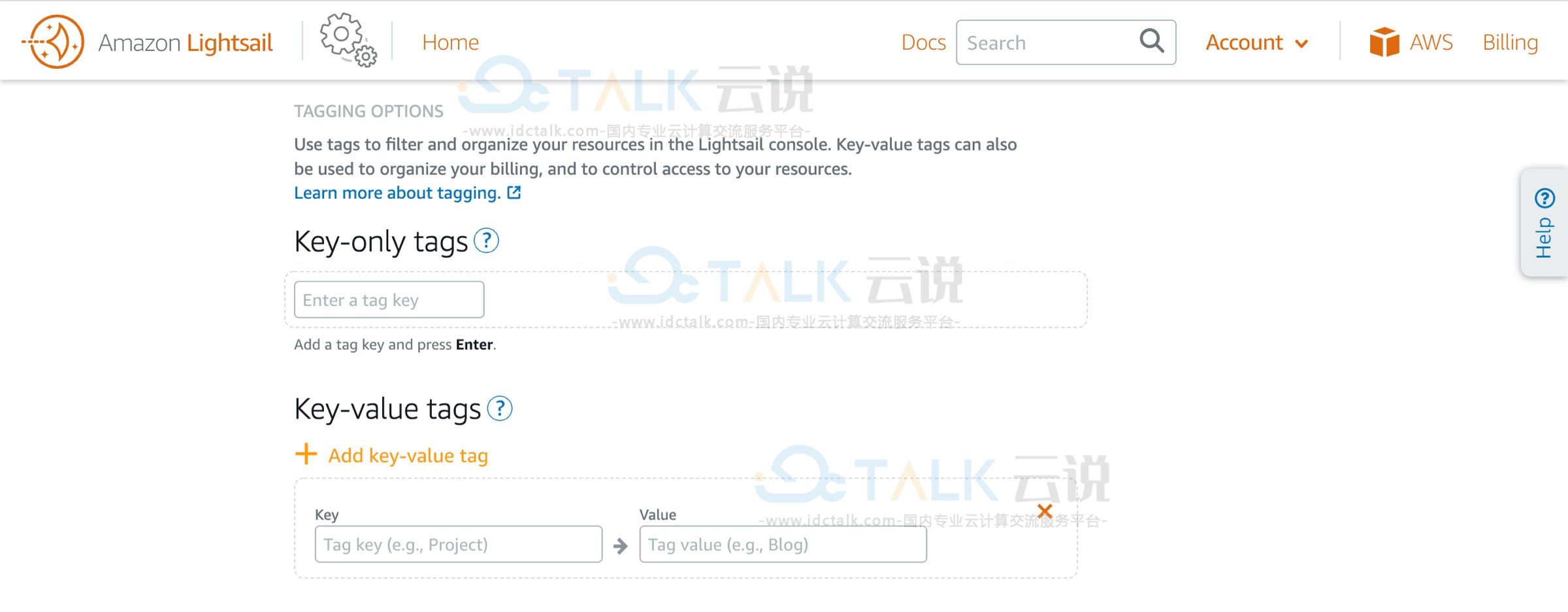 创建Amazon Lightsail免费账户