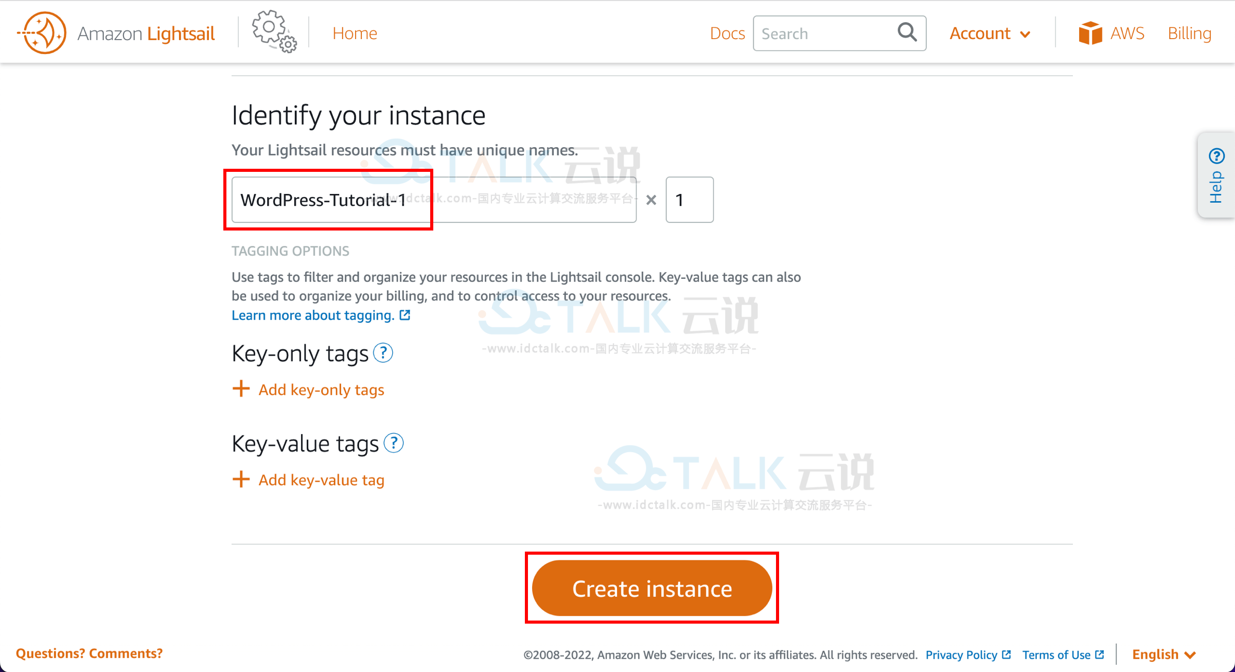 Amazon Lightsail创建WordPress实例
