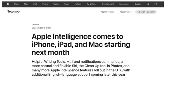 苹果宣布将ChatGPT集成到Apple Intelligence中