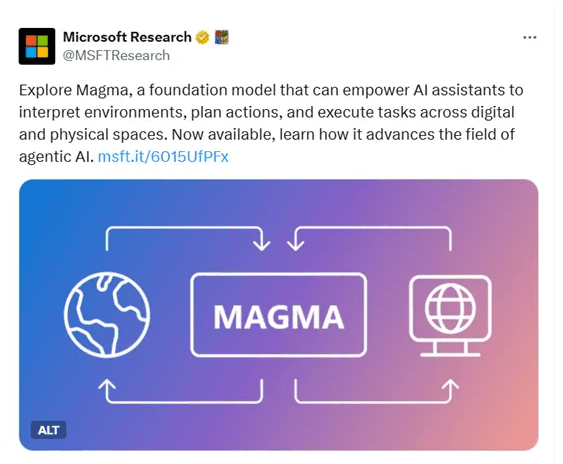 微软开源多模态AI Agent基础模型Magma