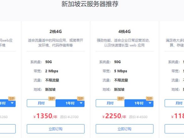 华纳云新加坡服务器价格及配置信息