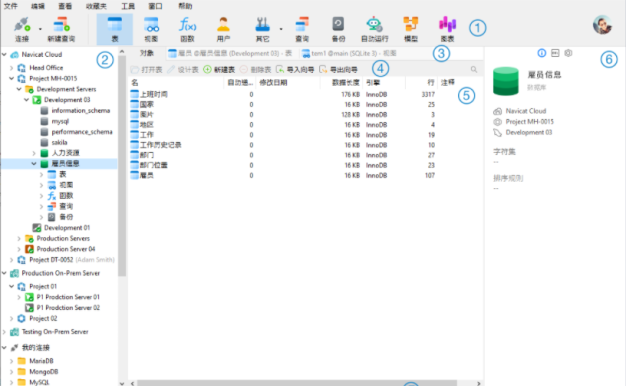 Navicat Windows主窗口用户界面介绍