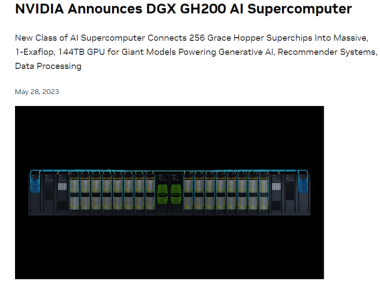 NVIDIA发布超级计算机DGX GH200 可用于生成式AI