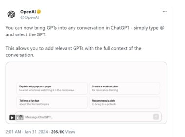 ChatGPT可与自定义GPTs一起使用，智能AI代理时代来啦！