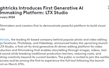 LTX Studio：生成式AI电影制作平台，比Sora更专业更精准