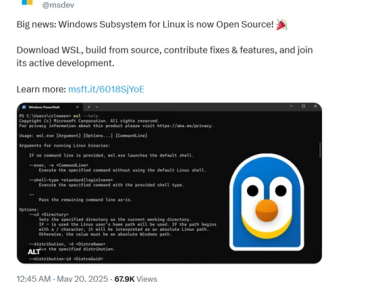 微软正式开源Windows子系统WSL